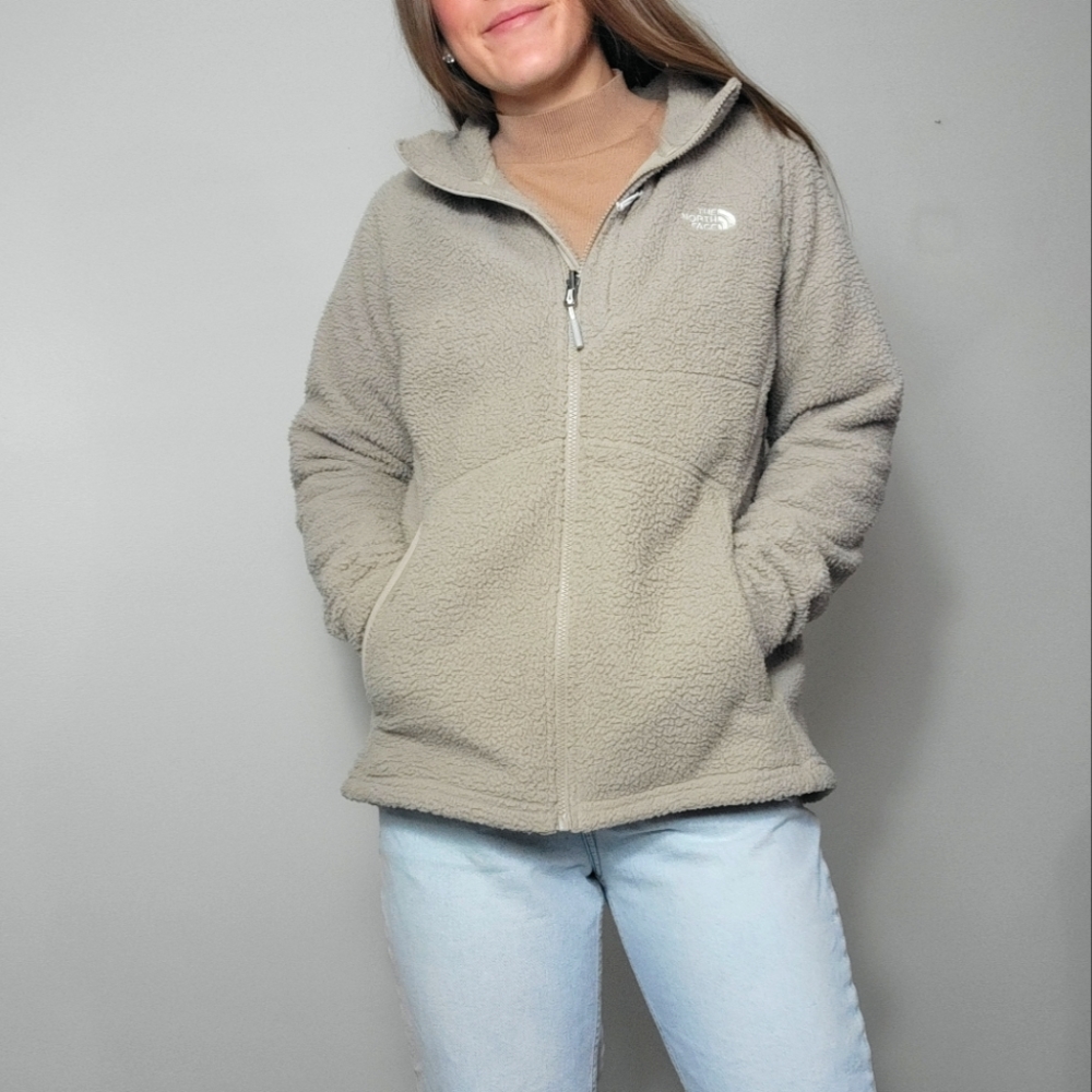 North Face cream full zip-up sherpa